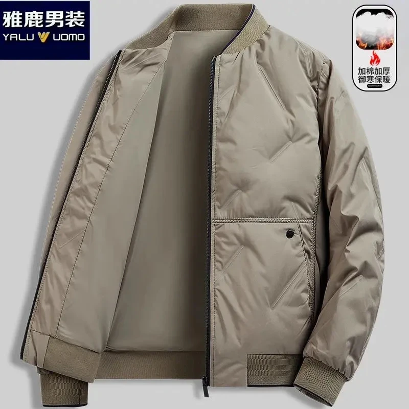 雅鹿男装男士冬季大码棉衣保暖加厚潮流百搭立领休闲百搭爸爸外套