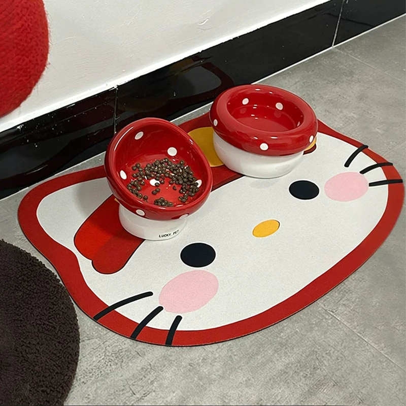 哈喽kitty猫咪餐垫防水防油宠物地垫防滑吃饭垫子猫食盆垫专用Ddl