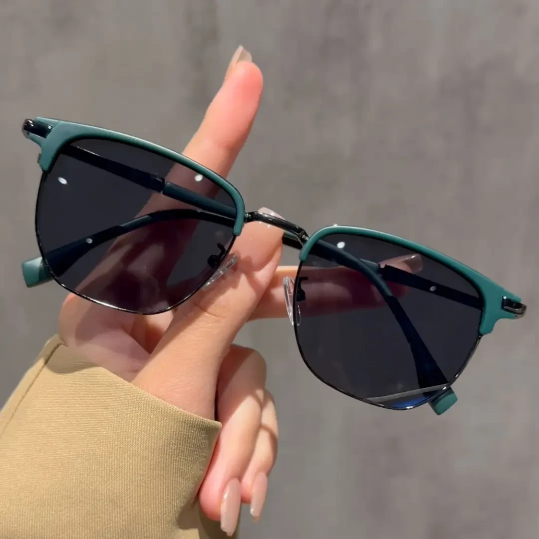 复古潮酷高清遮脸太阳镜男女同款高级感遮阳眼镜墨绿镜片