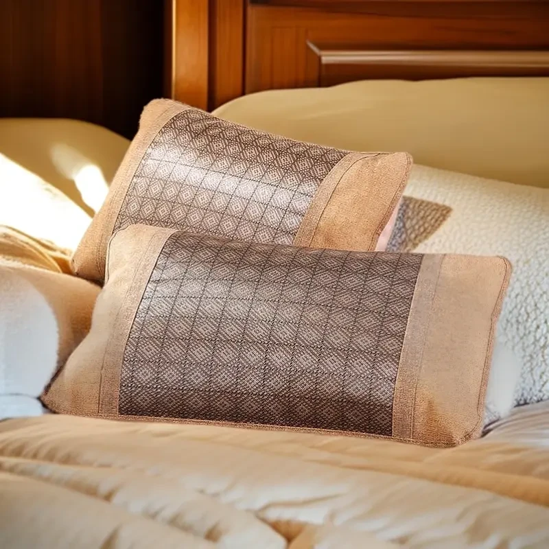 【冰丝枕套一对装】罗马格枕套成人枕套单人可拆洗家通用款骑行坐垫