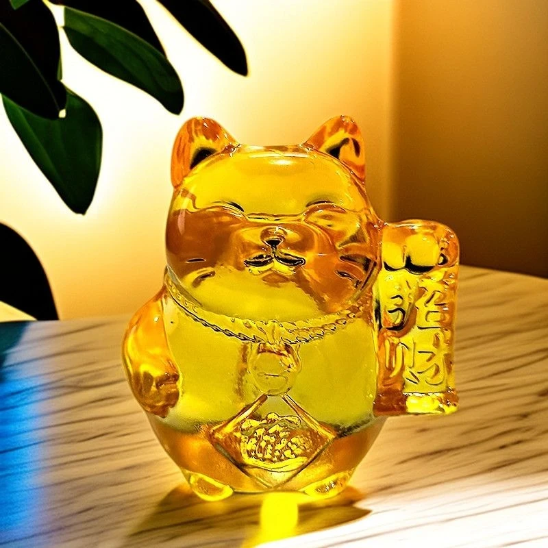 S5.5cm招财猫摆件开业礼品琉璃招财纳福客厅家居办公室装饰品cj