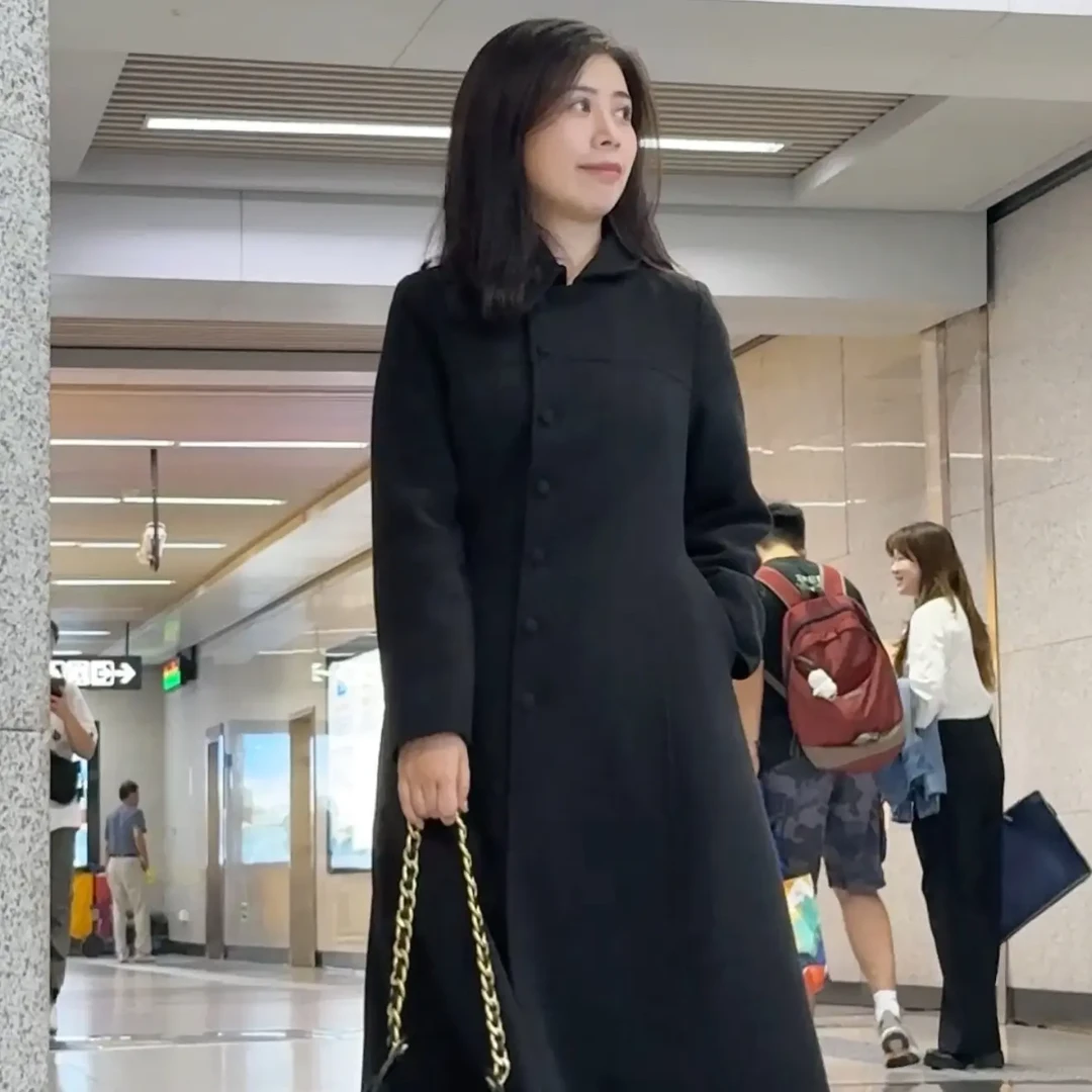 改版小个子冬季修身减龄显瘦长款娃娃领呢子大衣外套时尚洋气百搭