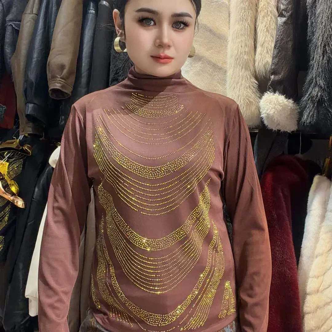 高档秋冬新款半高领长袖妈妈装宽松显瘦保暖套装