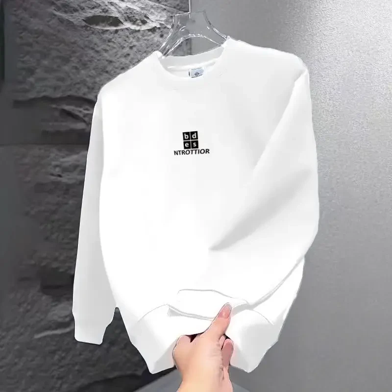 2025秋冬男款百搭卫衣圆领简约保暖打底修身韩版休闲加绒加厚长袖