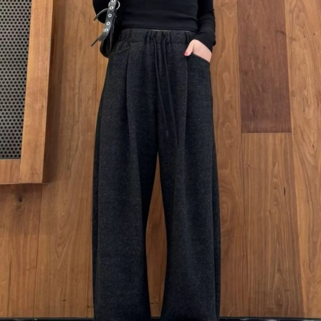 云朵绒加绒加厚灯笼气球云朵裤女秋冬松弛休闲弯镰刀裤