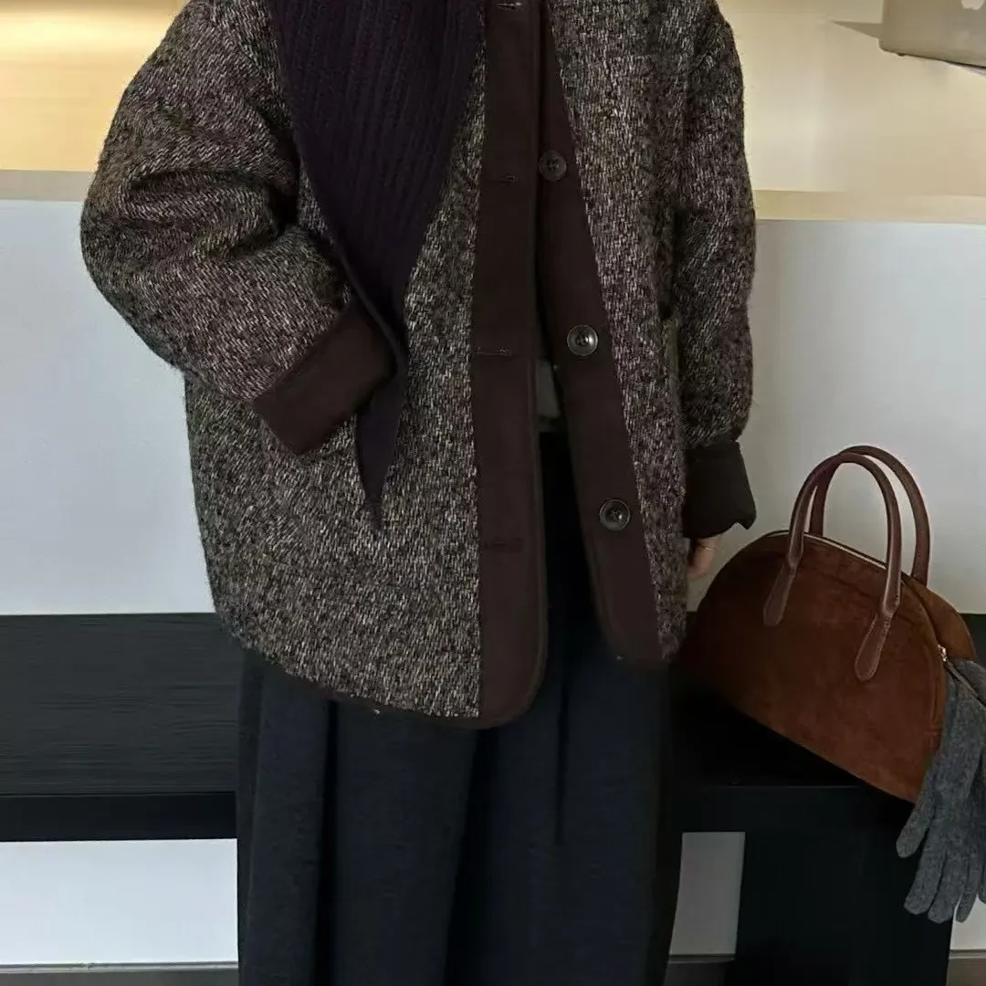 韩版宽松小香风加羽绒保暖女士秋冬外套