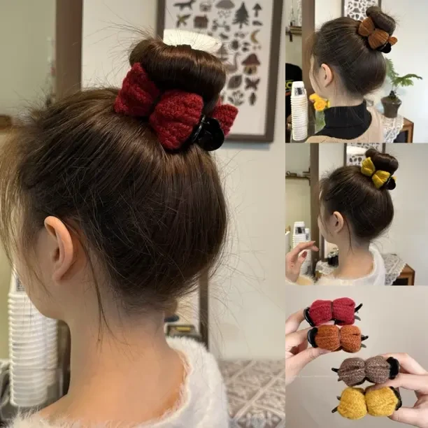 森系秋冬丸子头夹网红饰品女孩韩版简约气质马尾夹可爱甜美发夹商品图