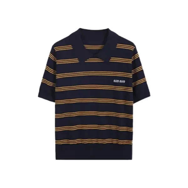 夏季短袖秋季通勤宽松型毛针织衫白色小香风大牌平替女装翻领圆领