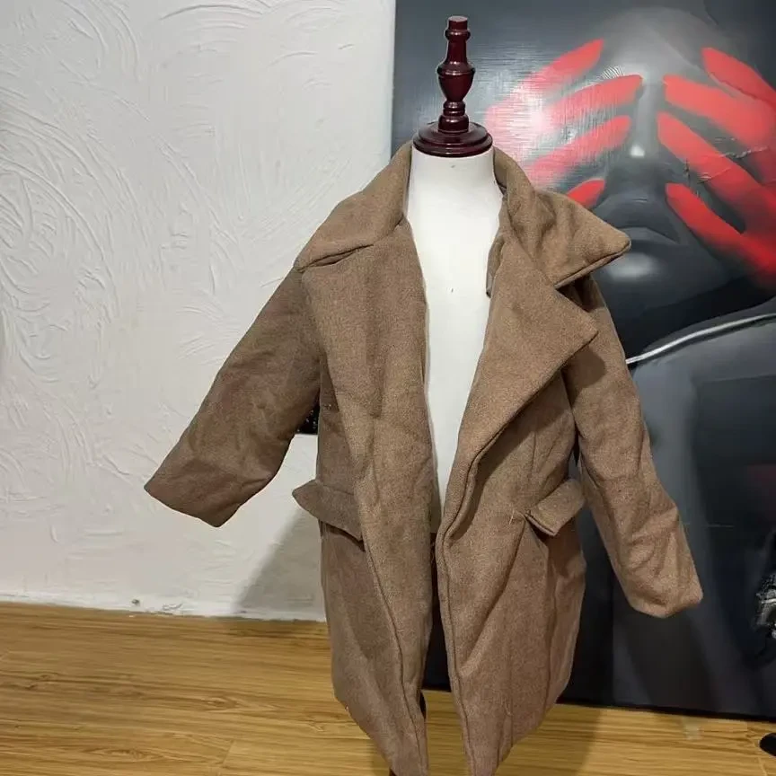 女童秋冬可拆卸领羊绒绵羊毛天丝纯手工双面大衣