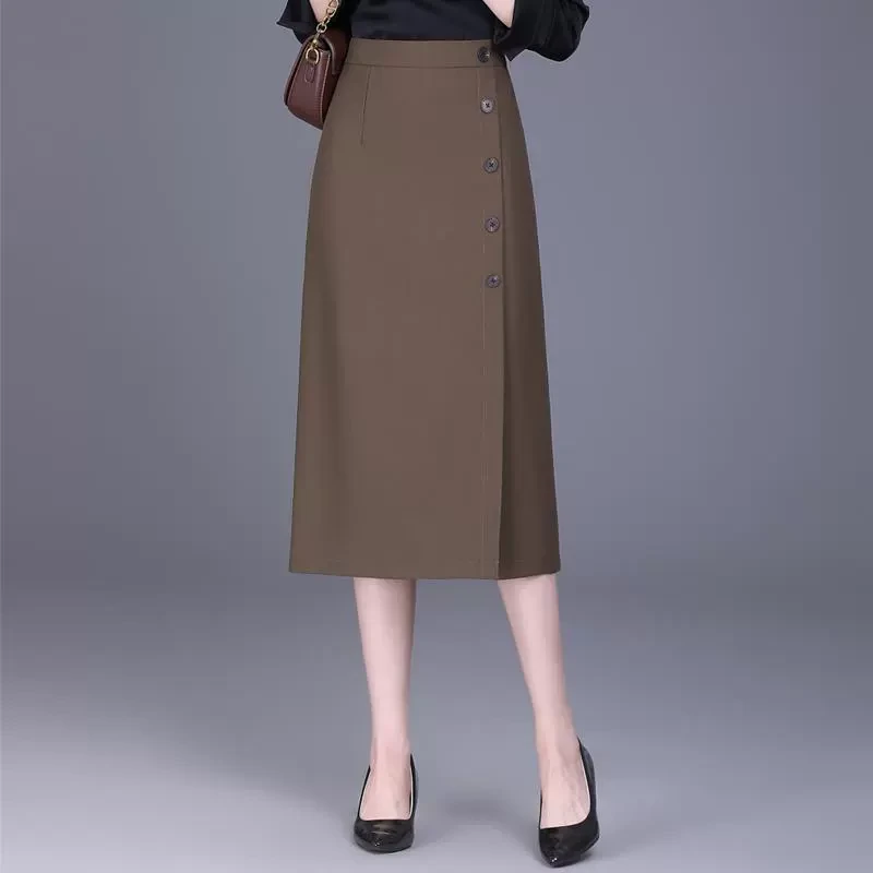 直筒垂感半身裙女春季A字包臀裙2025新款一步裙子中长显瘦西装裙