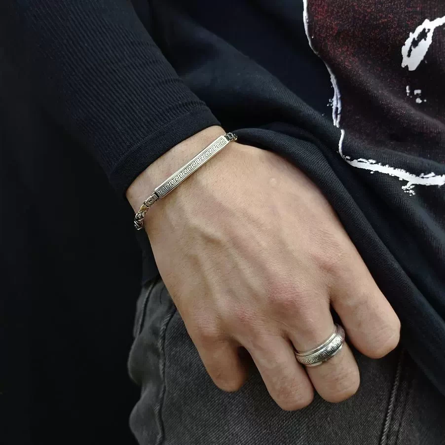 925银手链 纯银平安纹编织链子手复古链时尚