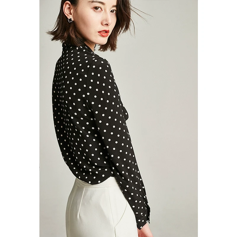 JADE SHADW/翡翠影原创30姆米重磅衬衫波点系带衬衣女时尚B1056