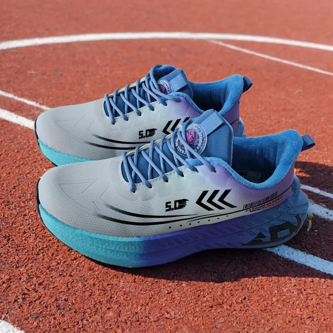 冬季加绒皮面保暖休闲运动鞋透气防滑减震舒适跑步鞋男士训练鞋