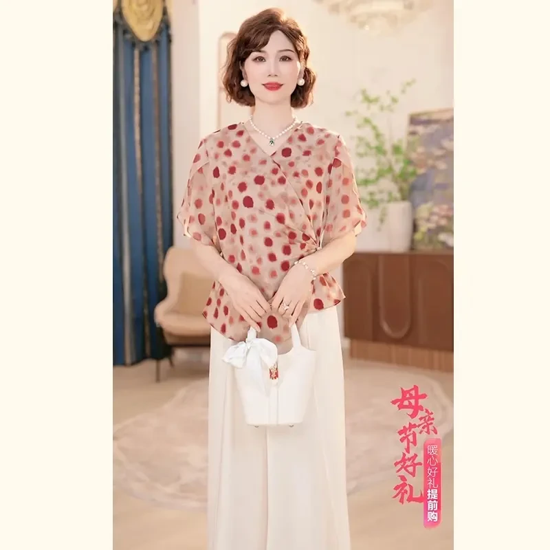 母亲节礼物2025新款妈妈装夏季时尚气质中年女装宽松洋气小衫套装