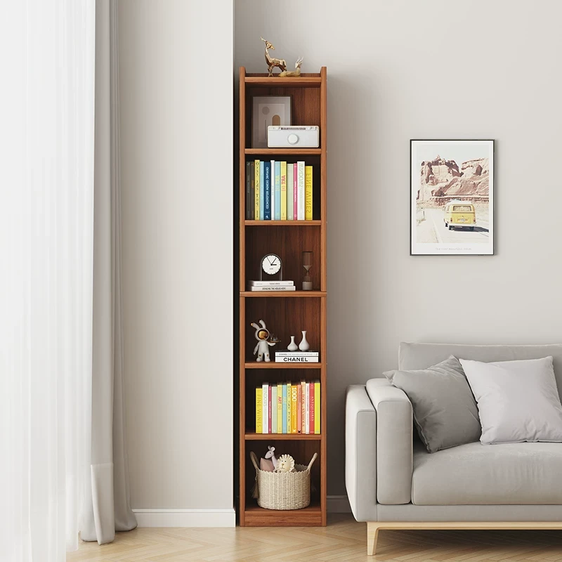 书架置物架落地书柜家用小书架简易置物柜子书桌旁多层收纳柜窄柜