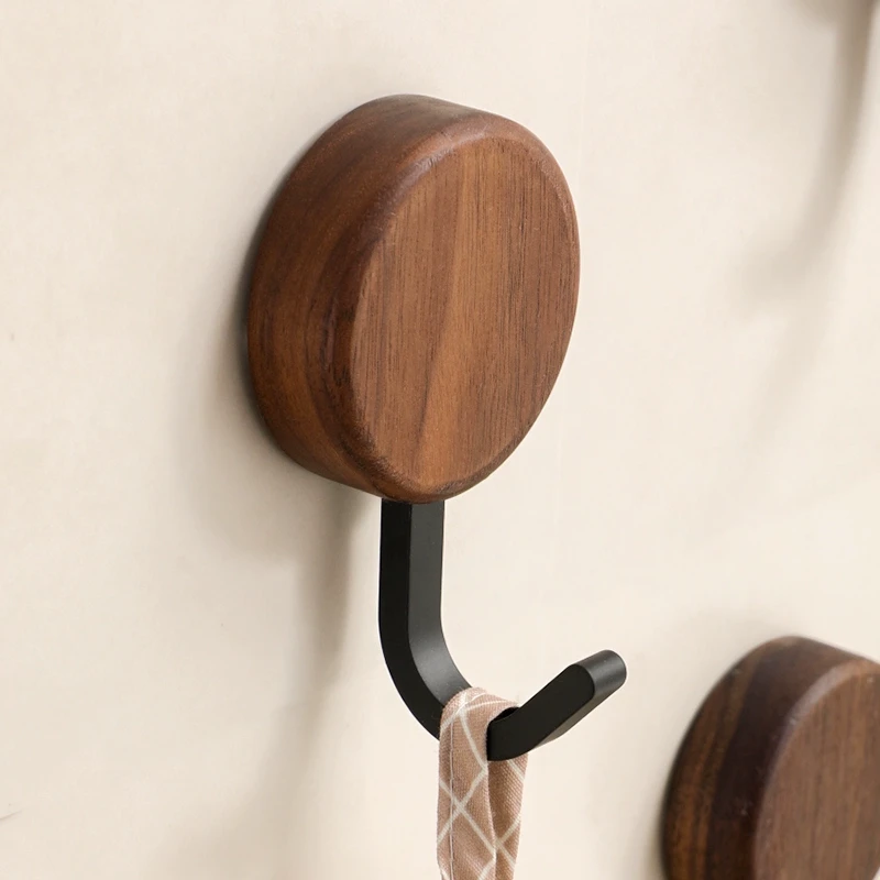 胡桃木挂衣钩衣服书包壁挂墙上挂衣架厨房卫生间浴室门后玄关单勾