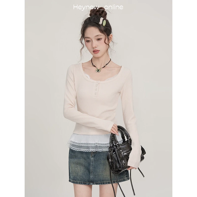 【 元宵上新 】假日蕾丝拼接上衣-5C037