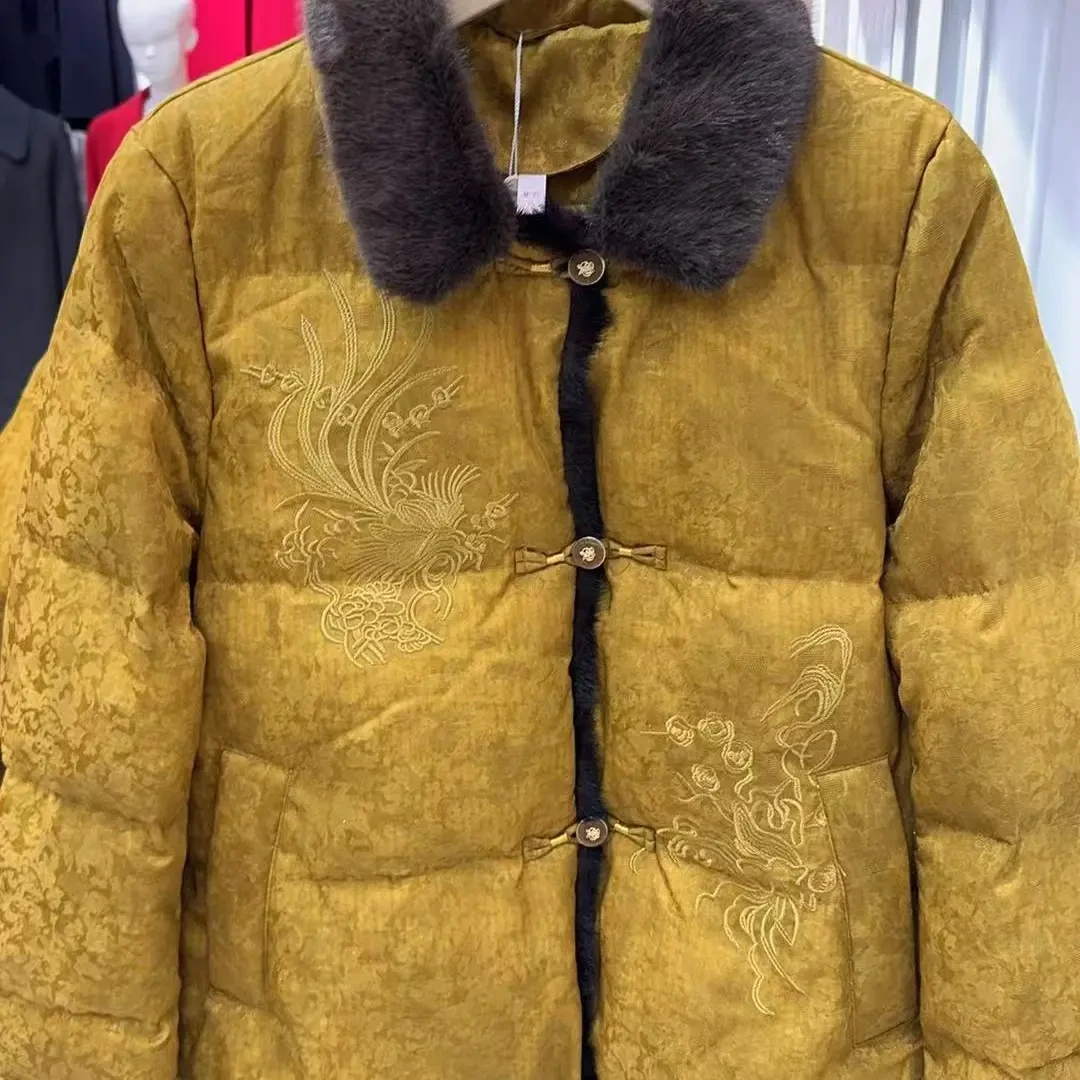 扁领国风天鹅绒羽绒服