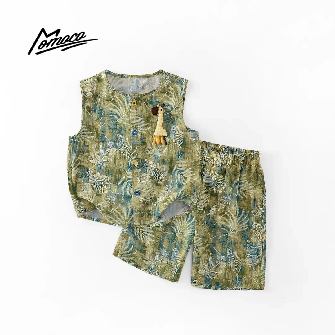 MOMOCO夏季男童时尚洋气韩版镂空小麋鹿套装两件套77230578786