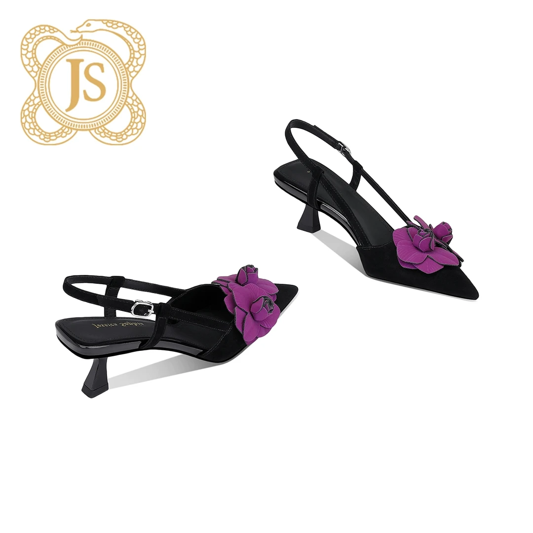 已开价，3803L65SD气质夏季黑色春夏法式粗跟中跟一字带时装凉鞋