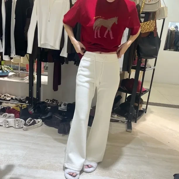 新款加绒高腰微喇女裤保暖显瘦休闲百搭