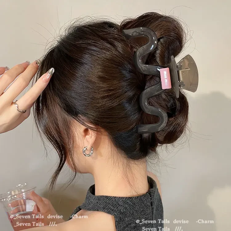 发量多~亚克力超大号抓夹ins风高级感秋冬发夹女后脑勺鲨鱼夹头饰