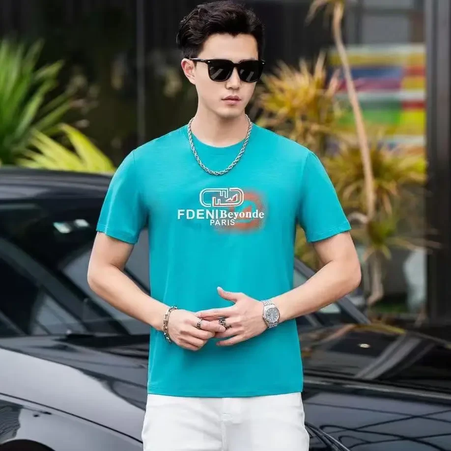 2025夏季新款男士休闲高品质个性休闲字母印花圆领潮流薄款短袖恤