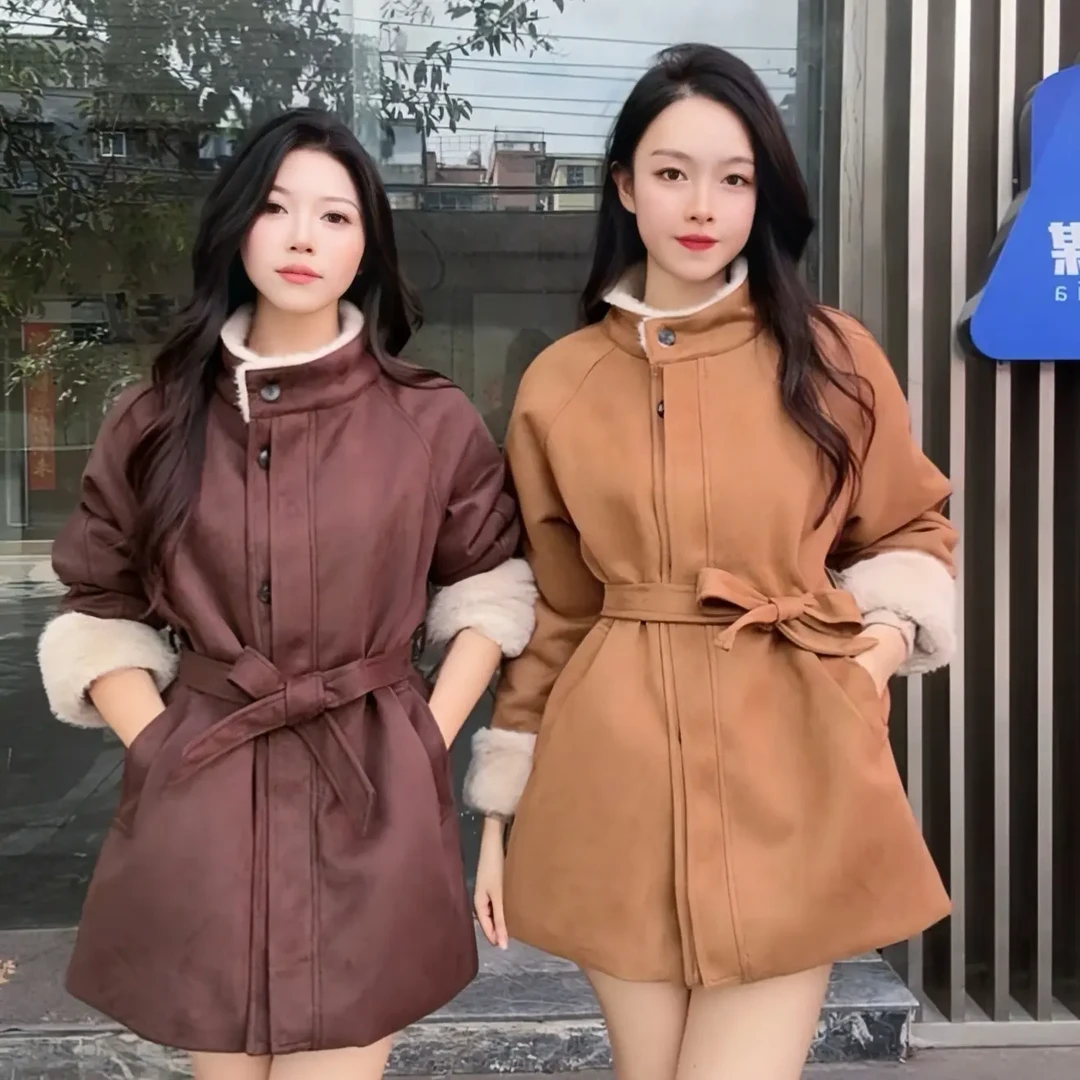 原创设计款显瘦气质麂皮绒外套