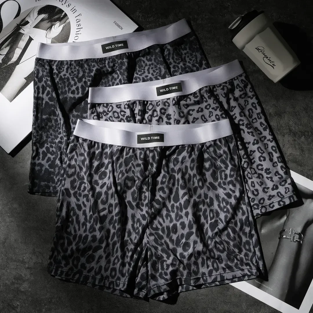 【黑豹系列】冰丝豹纹男士阿罗裤男宽松型内裤男生速干夏季睡裤短裤