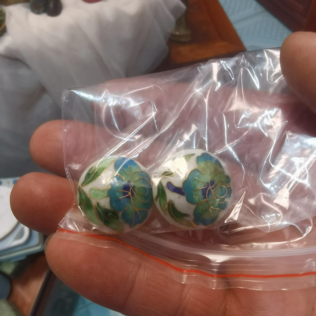 景泰蓝铜胎珐琅银兰耳夹