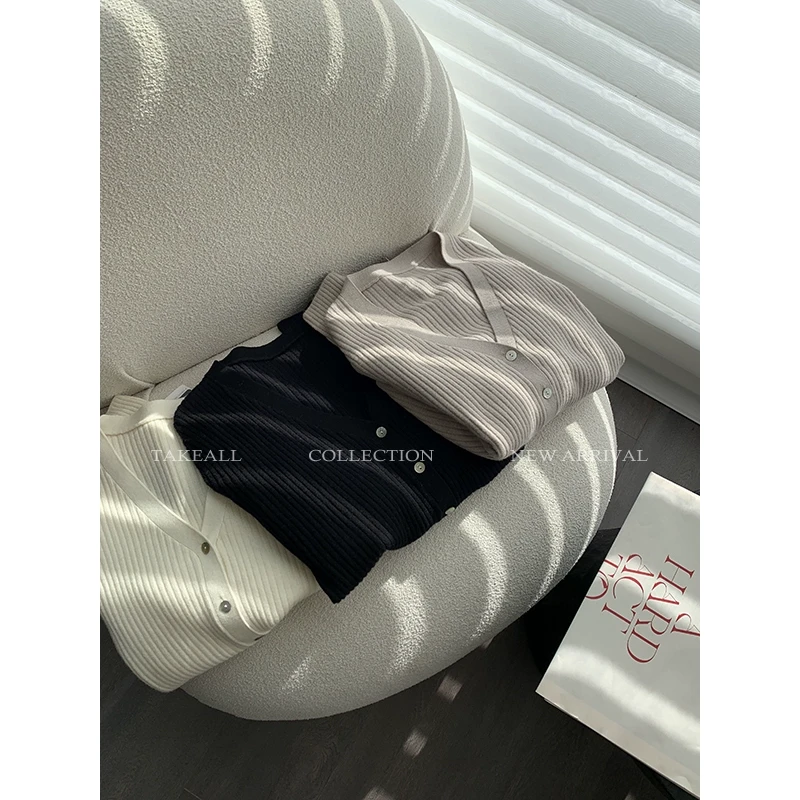 TAKE ALL大拿【 现货限量秒杀】柔软坑条绵羊毛针织开衫RH234009