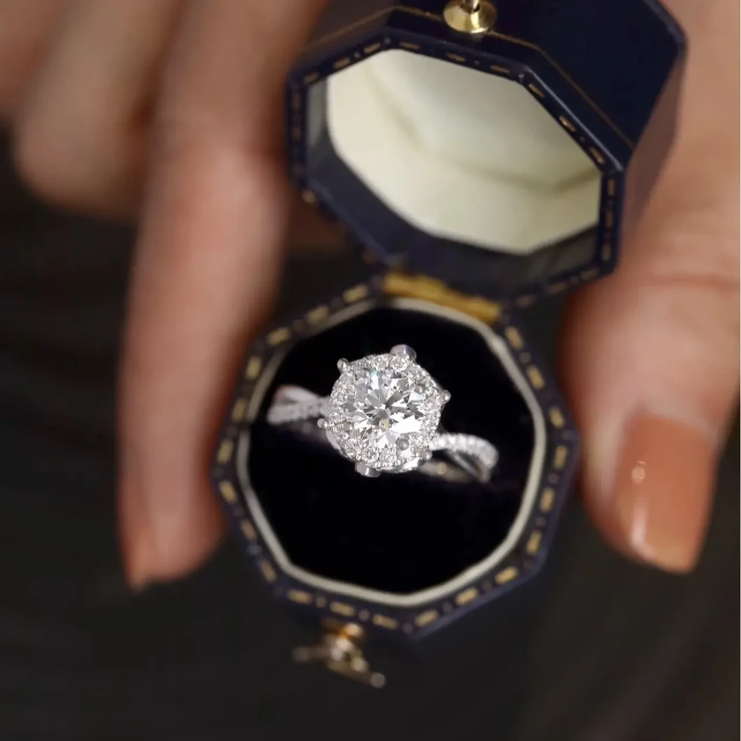 (NGTC)18k王室50分钻石戒指镶嵌奢华镶钻满钻