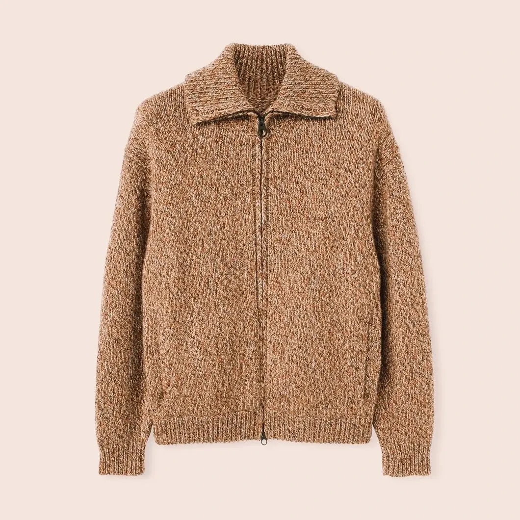 lp平替风格拉链款花纱羊毛羊绒针织毛衣夹克上衣短款休闲开衫秋冬