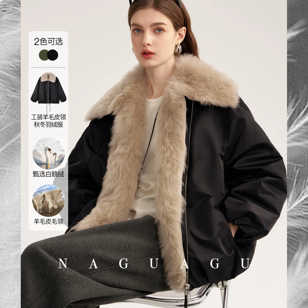 【巴恩皮羽绒派克】甄选優质白鹅绒 时髦工装领冬羽绒服