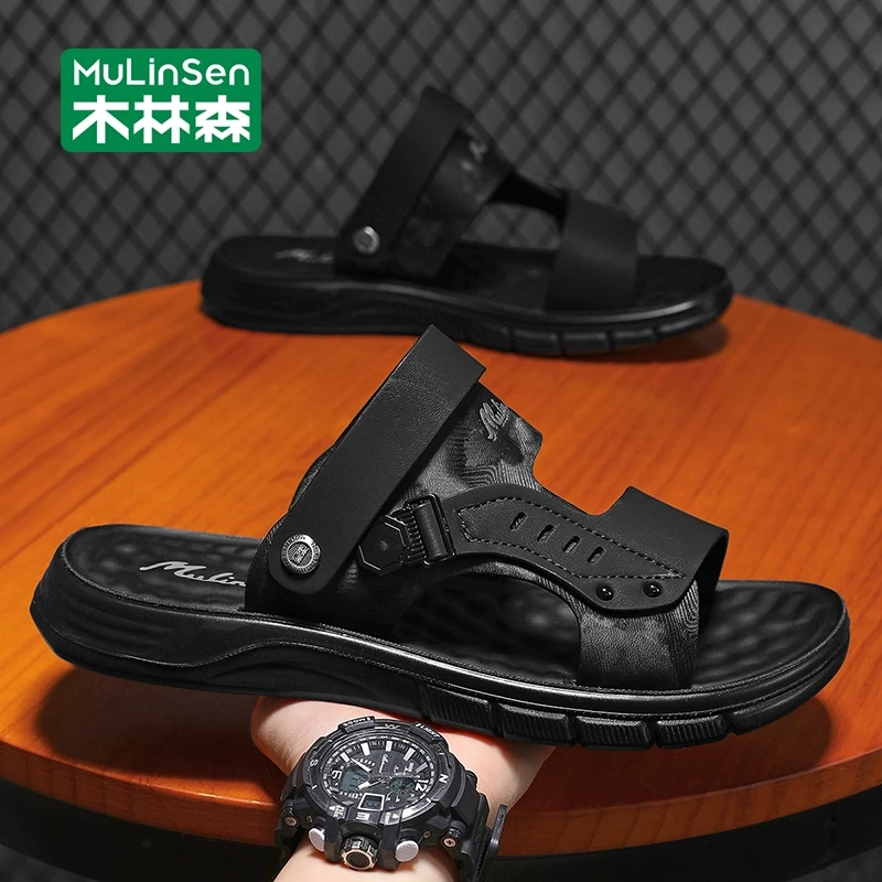 木林森男士凉鞋2025新款夏季透气外穿防滑沙滩鞋户外运动休闲凉拖