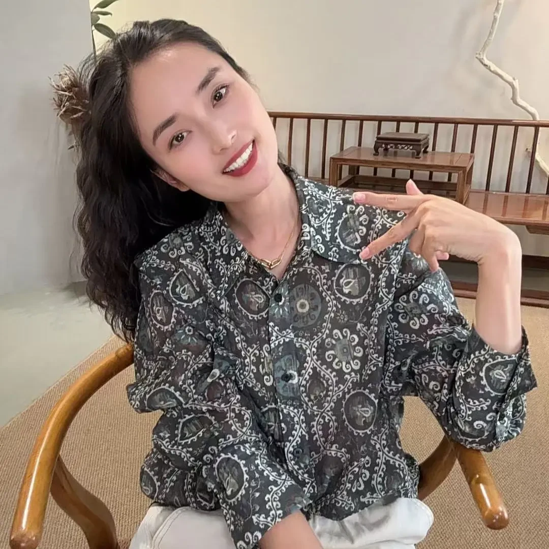 7503-宽松型薄款休闲风常规款衬衫衬衣长袖小众休闲