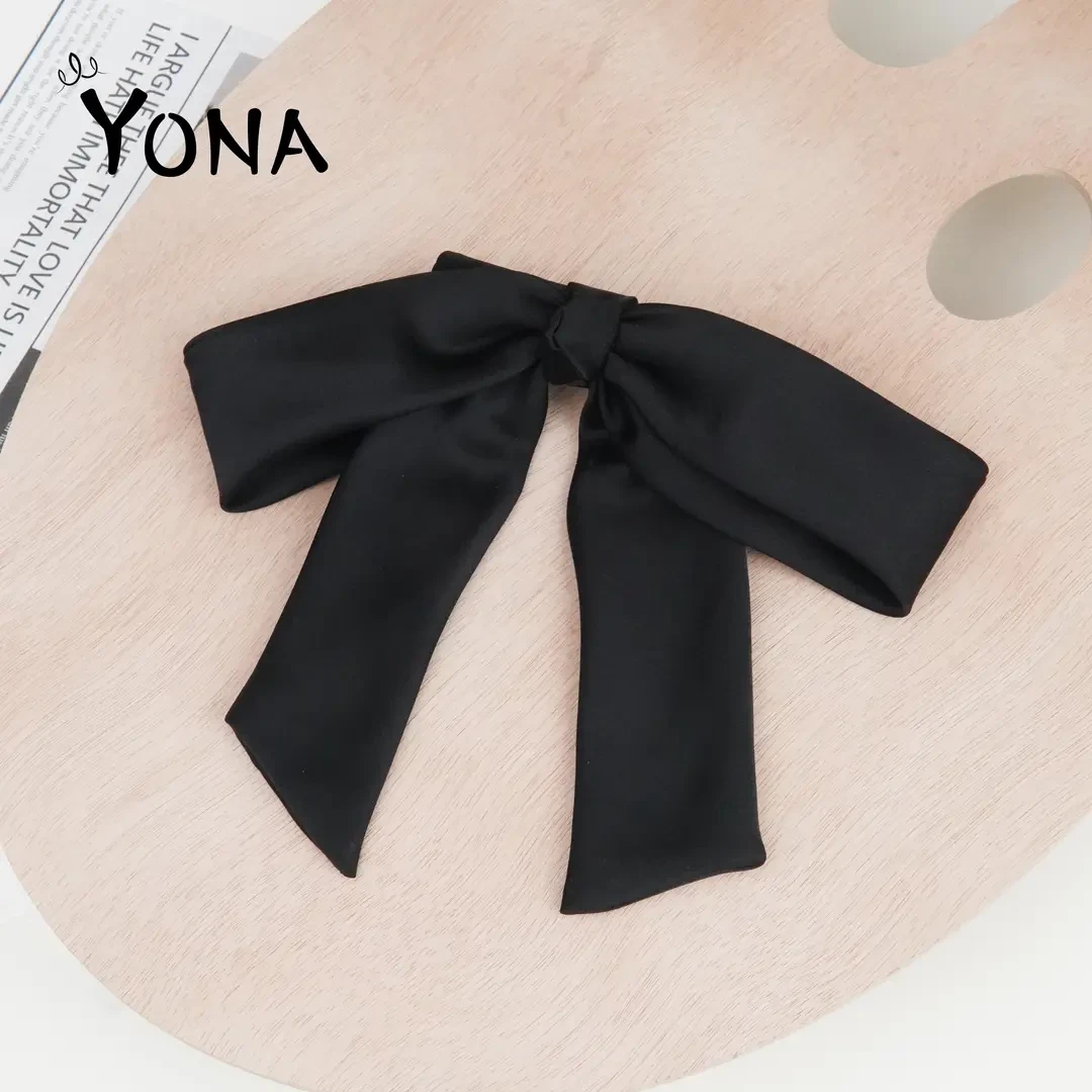 网红高级感纯色缎面小众设计发夹减龄高扎马尾黑色发饰百搭A950