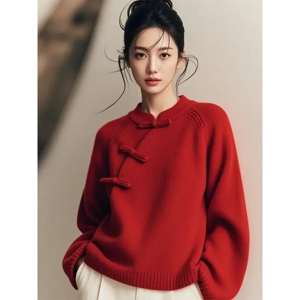 2025秋冬新款新中式女装国风复古针织毛衣高级感内搭打底上衣女潮