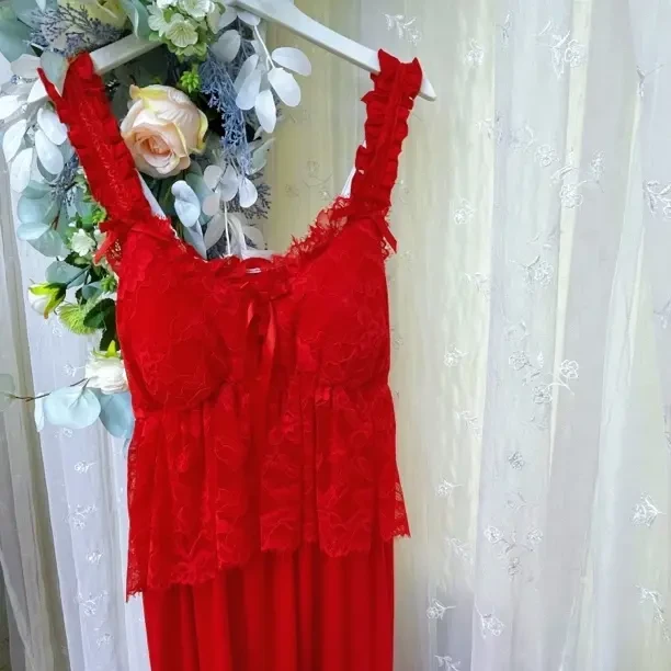 韩版甜美蕾丝吊带睡裙爽棉莫代尔棉