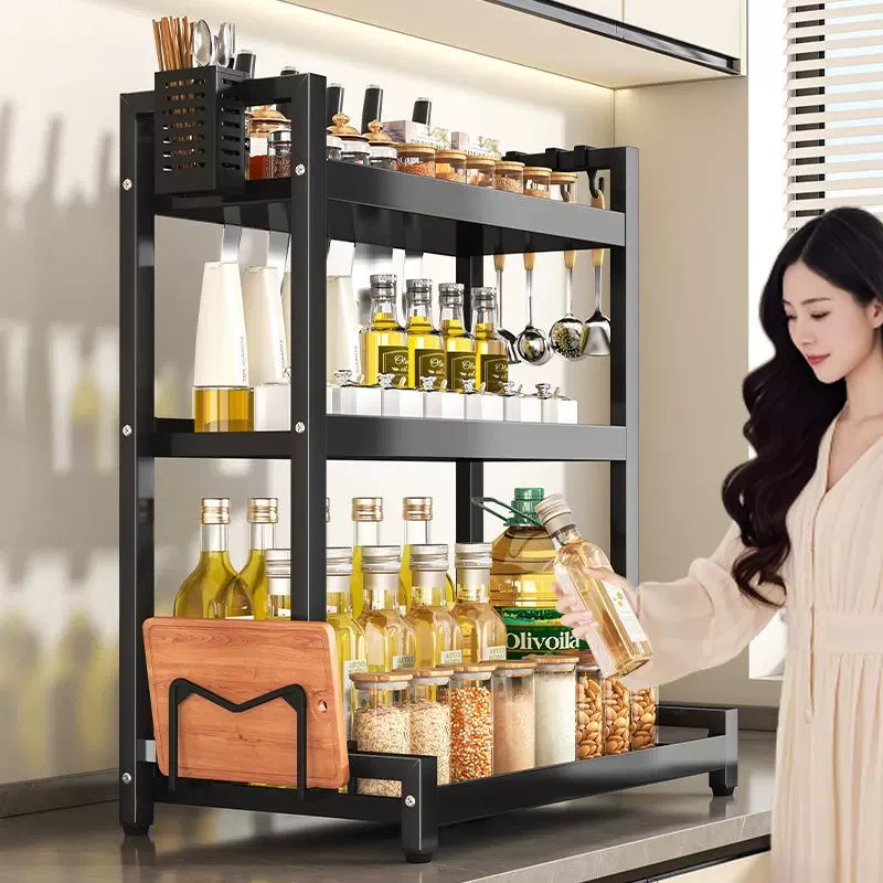厨房置物架多功能台面调料品多层架子油盐酱醋调味罐调味料收纳架