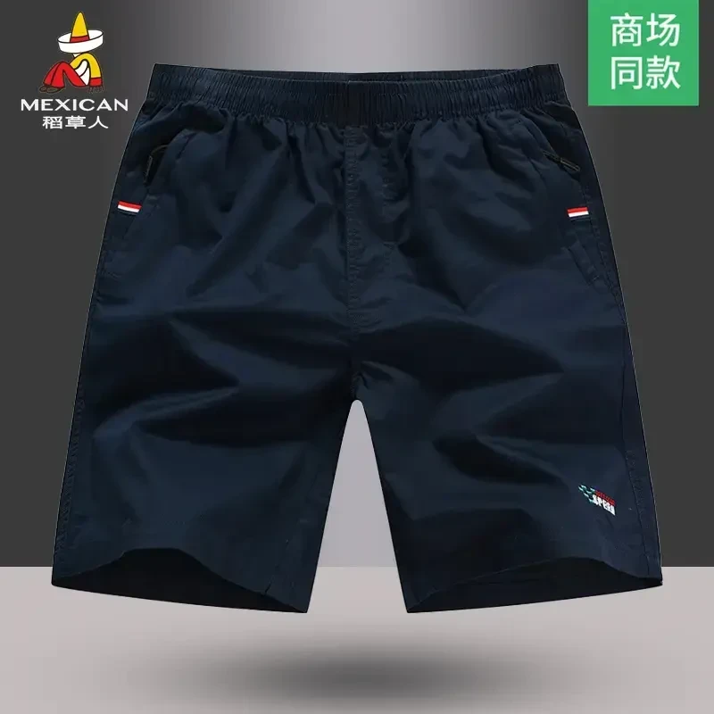 Mexican/稻草人夏季短裤男士潮流纯棉高级感五分裤口袋拉链运动裤