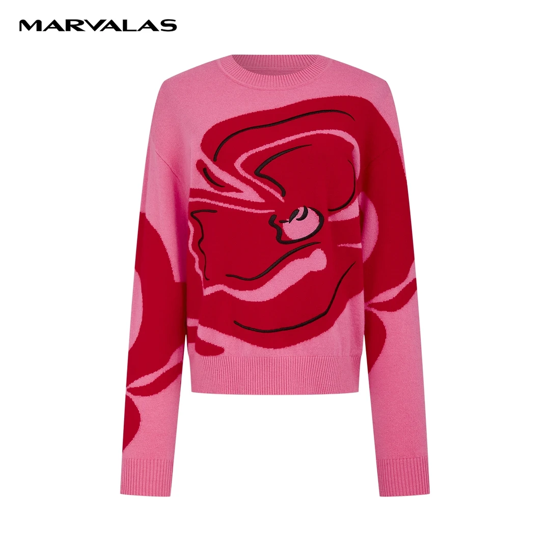 【小余专属】时尚针织衫春装新款绵羊毛兔毛混纺套头衫