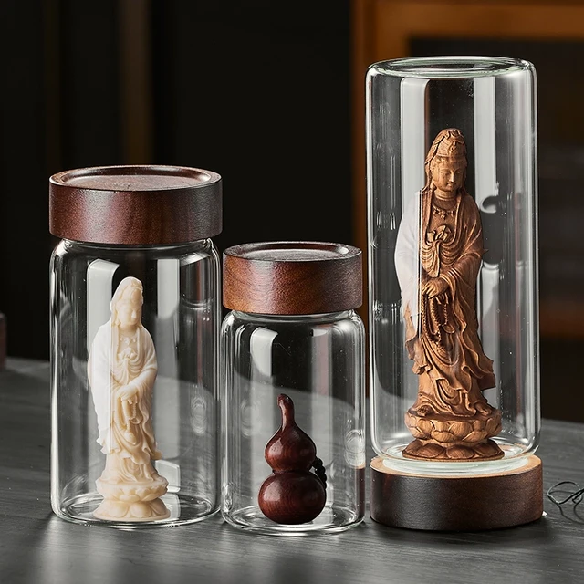 文玩密封罐沉香玻璃手串罐存放盒养香罐透明养珠罐收纳展示小瓶子