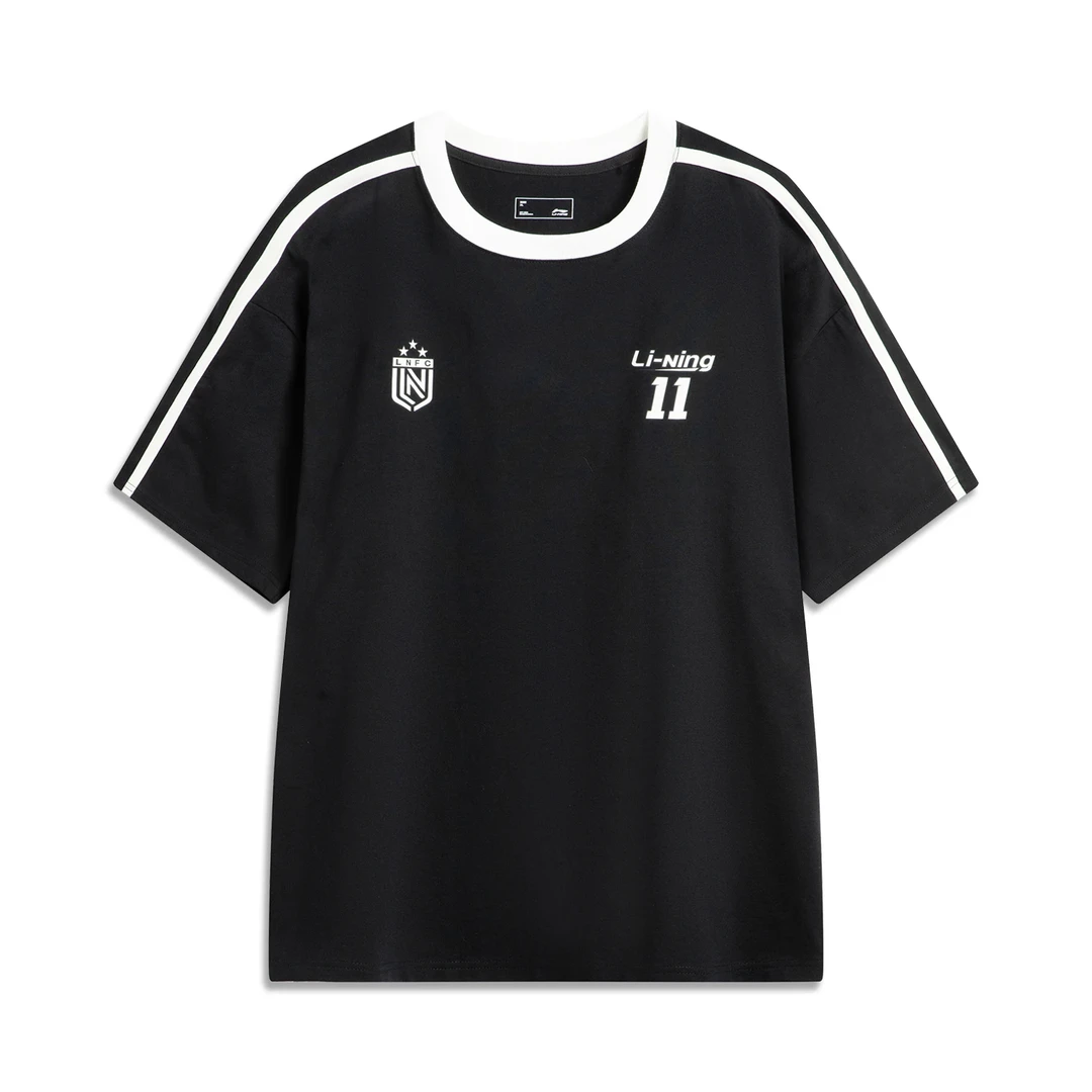 李宁黑色新款运动服男女款宽松短袖t恤凉爽抑菌速干短袖AHSV987