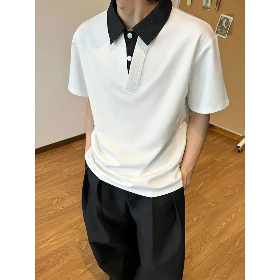 假两件短袖T恤男款夏季美式cleanfit穿搭上衣拼接设计感半袖体恤