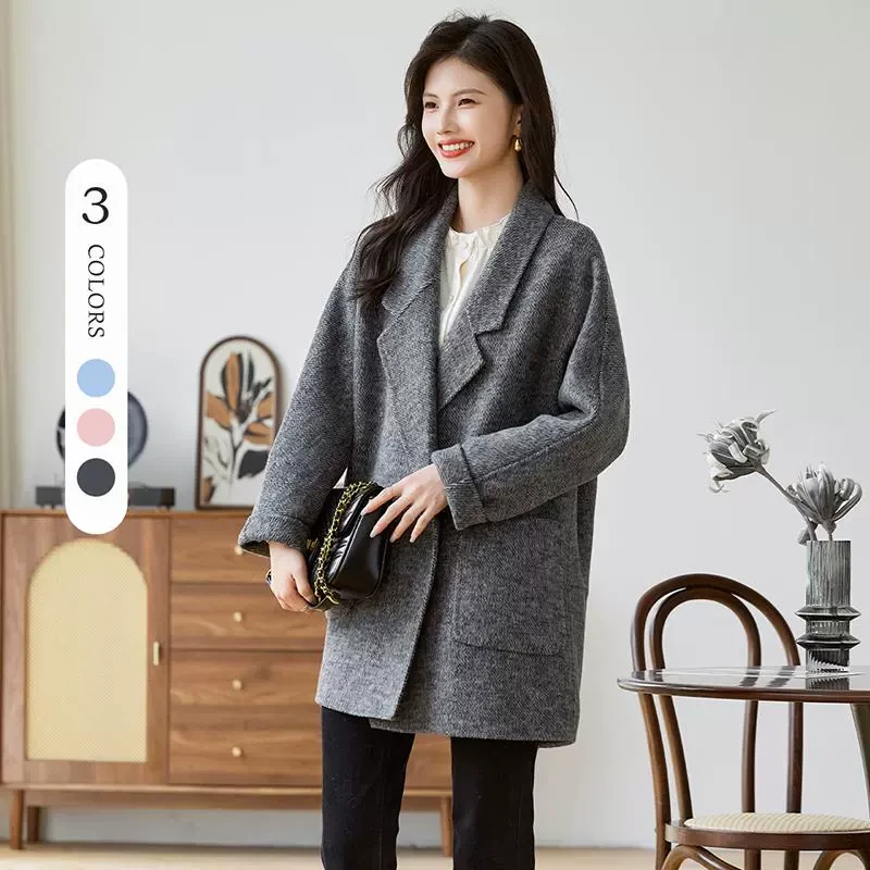 【诗语家专属】3S时尚新款双面呢大衣X4703082