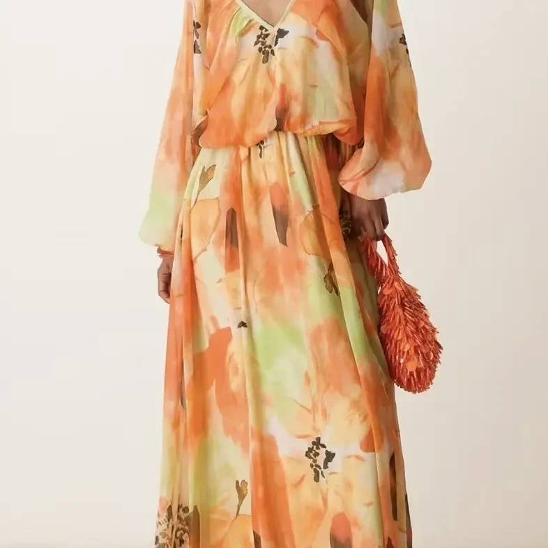 代购asos新款修身显瘦桑蚕丝国风连衣裙时尚高级