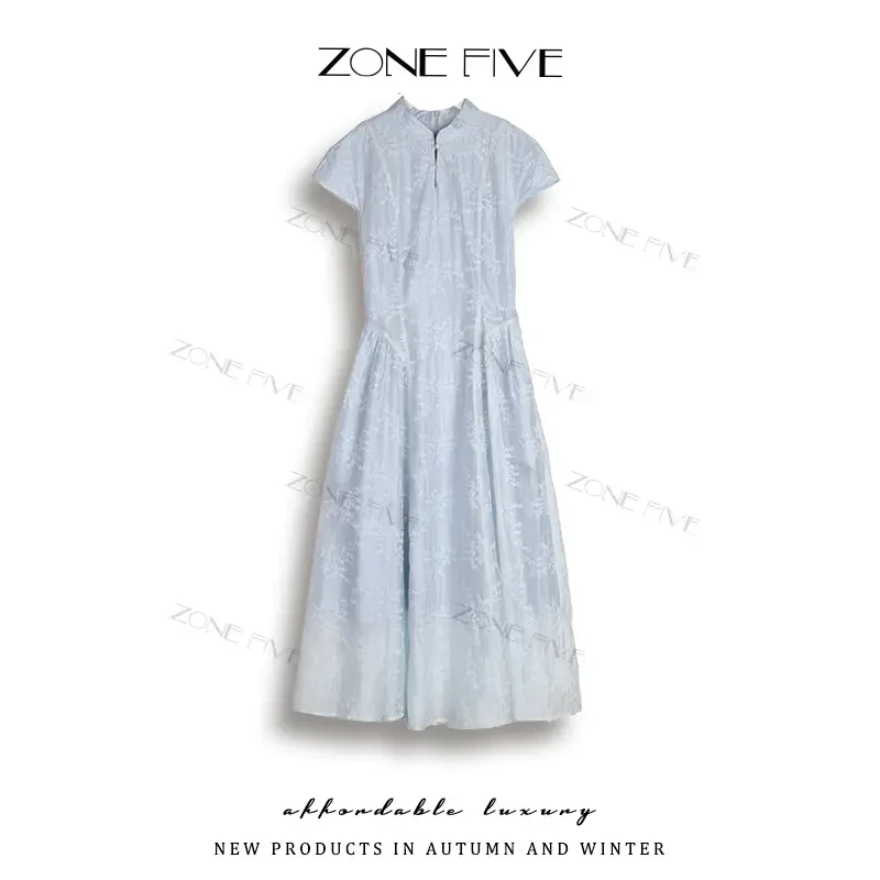 zonefive新中式轻国风刺绣连衣裙女夏季法式复古气质显瘦连衣裙