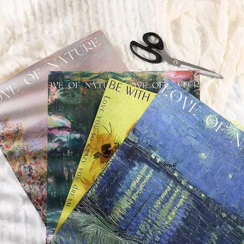 复古油画氛围纸礼品花束包装纸牛皮纸鲜花包装纸花艺包装材料