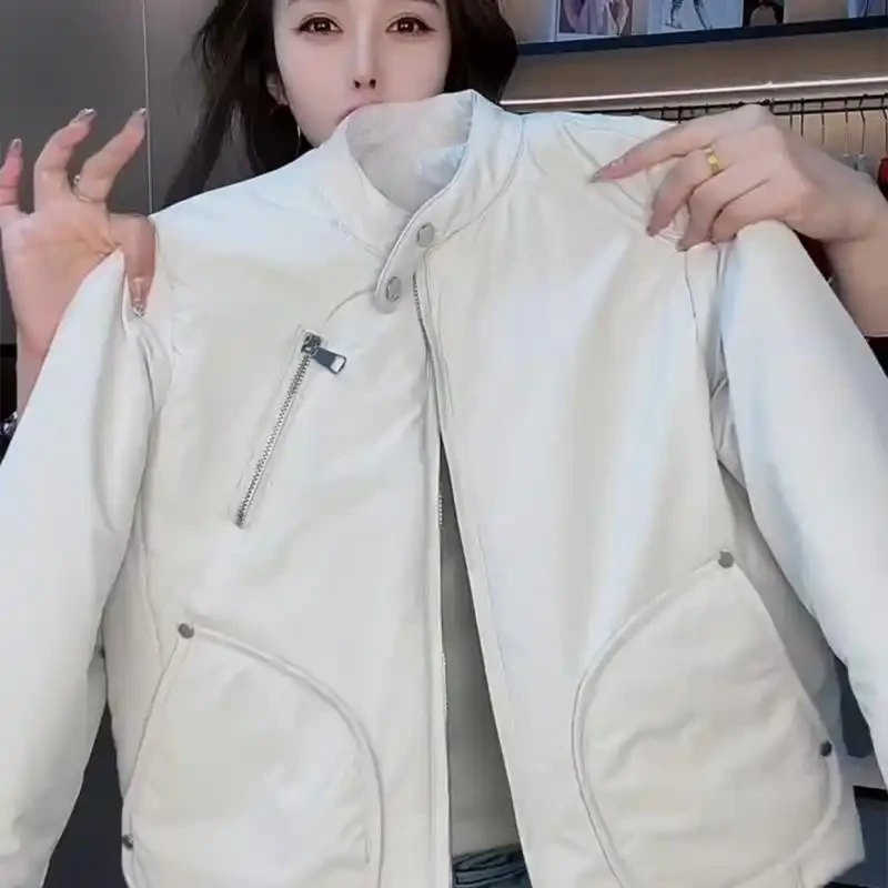 春季时尚外套女短款小个子上衣2025新款女装冲锋衣薄棉机车夹克服